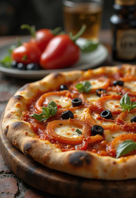 Pizza alla Zingara con verduras y salchicha