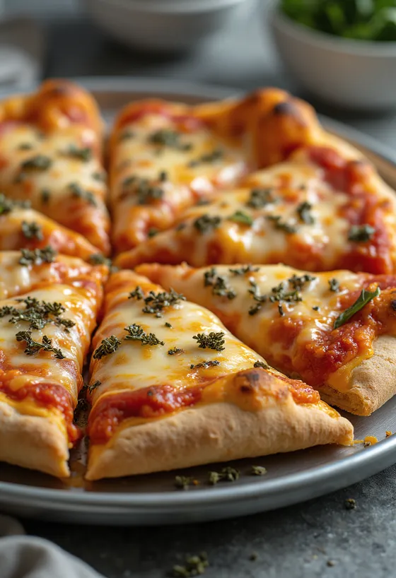 Pizza Estilo St. Louis con masa fina y queso Provel