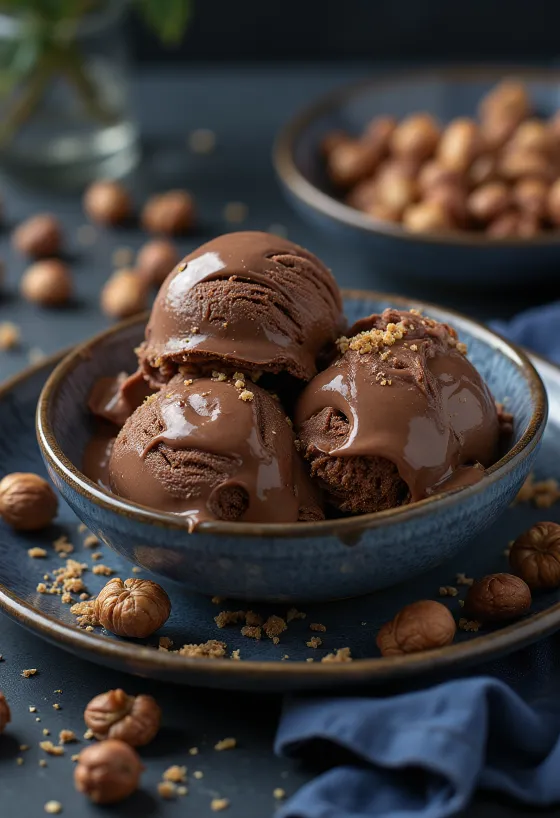 Copa de helado de Nutella decorada