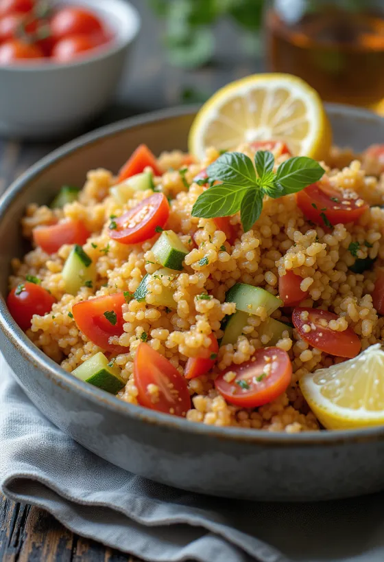 Ensalada de bulgur con jitomate y verduras frescas