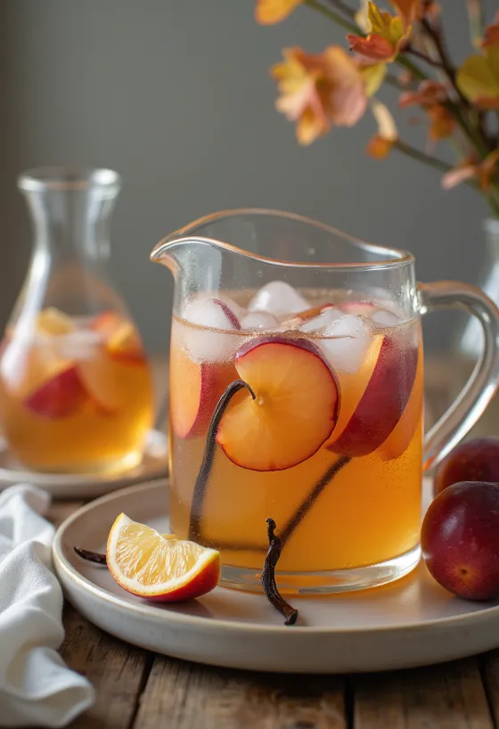 Sidra de ciruela y vainilla servida
