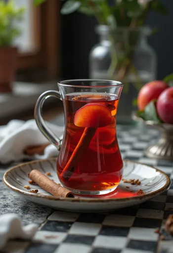 Té de ciruela especiado en taza