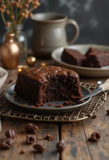 Pastel de chocolate casero servido