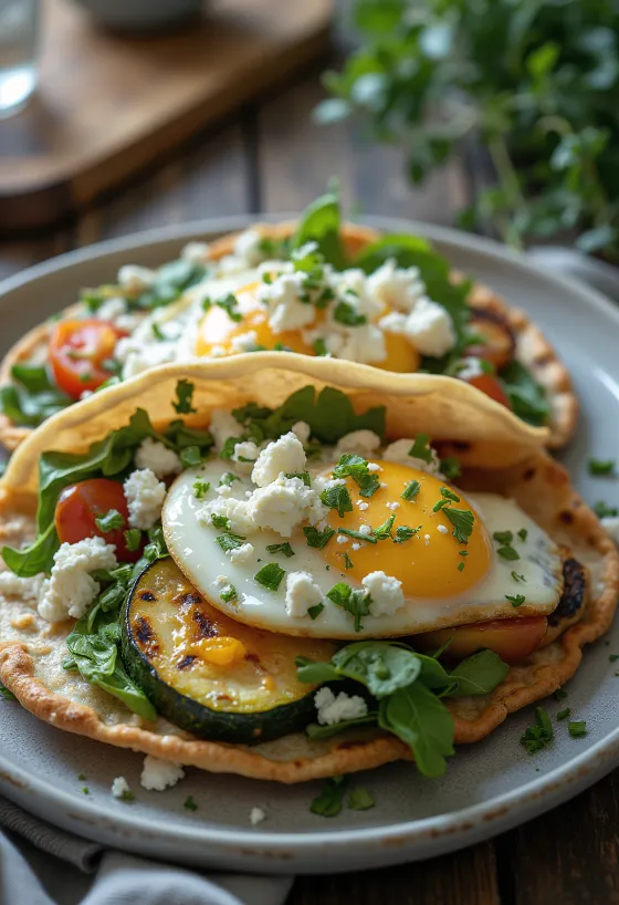 Wrap mediterráneo de verduras con queso feta