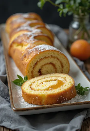 Rollo de bizcocho relleno de mermelada
