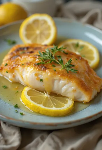Pescado frito servido con salsa de limón