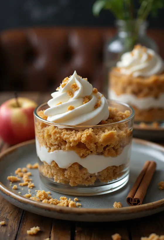 Pastel de manzana y mascarpone servido en rebanadas