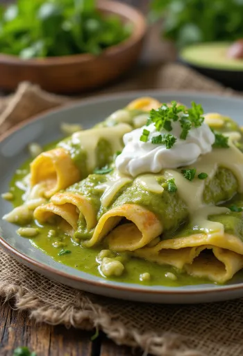 Enchilada verde servida
