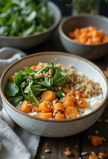 Buddha Bowl con crema de apionabo servido