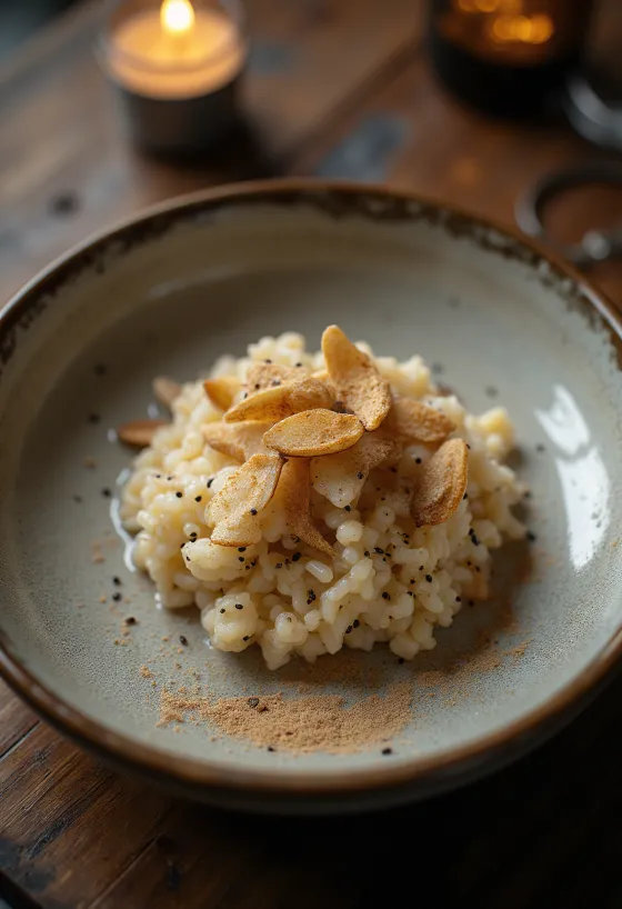 Arroz con almendras y chía servido