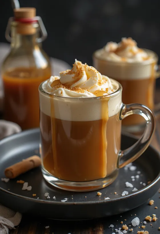 Sidra de caramelo salado servida en vaso