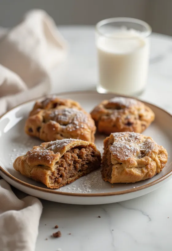 Bisquets de leche y cocoa servidos
