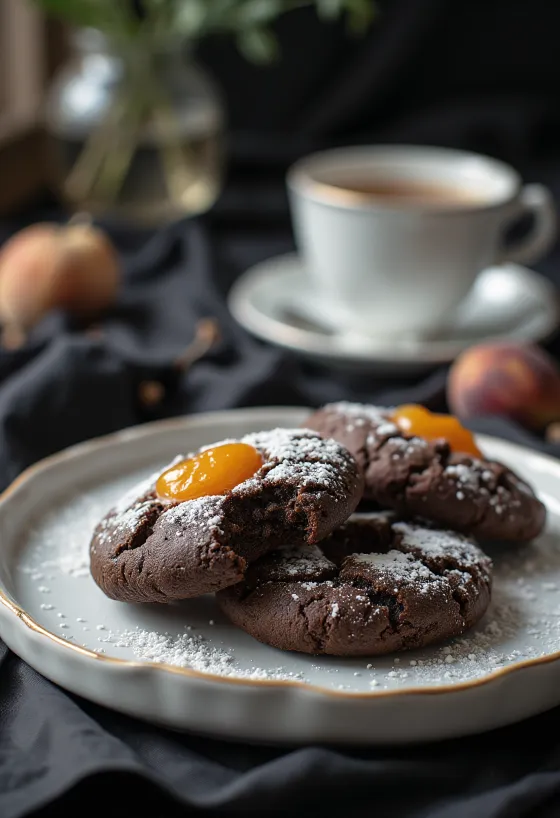 Galletas Linzer de cocoa servidas