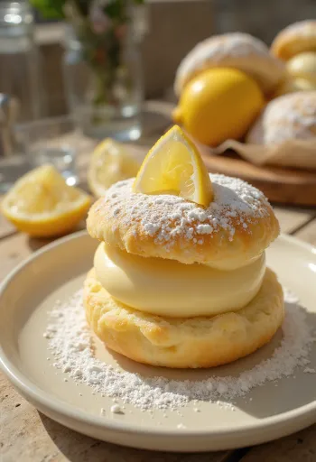 Semla con crema de limón, pastel fresco y delicioso