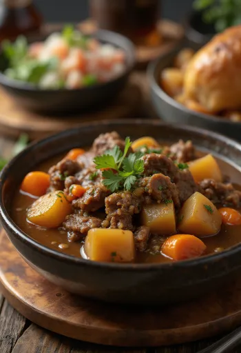 Estofado de carne servido