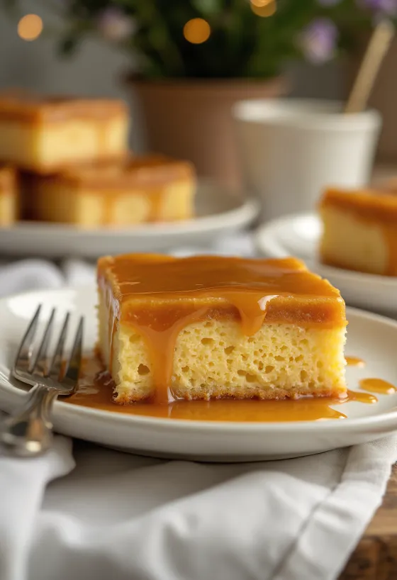 Pastelito de caramelo servido