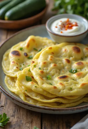 Doodhi thepla, servido con calabacita rallada y especias, caliente