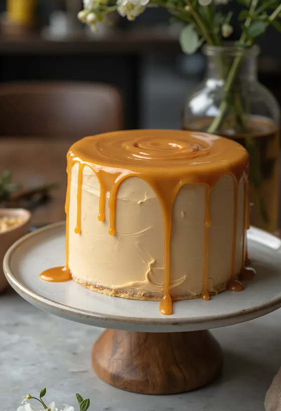 Pastel de caramelo servido