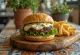 Hamburguesa con queso mozzarella, carne jugosa y albahaca fresca