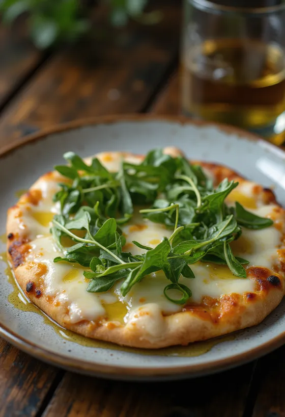 Pizza Bianca con Rucola con arúgula y queso