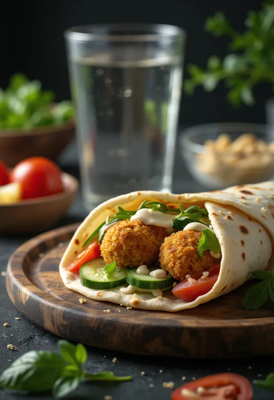 Wrap de falafel de camote con verduras