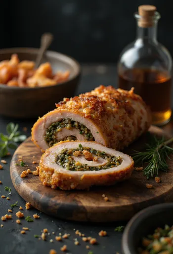 Porchetta de Cerdeña, carne de cerdo italiana tradicional con piel crujiente