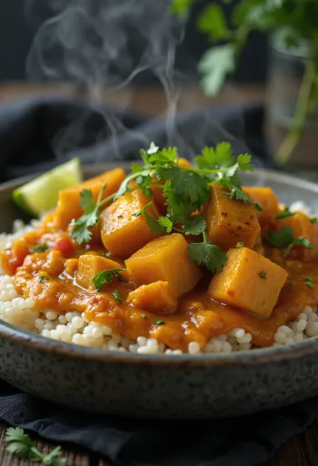 Curry de calabaza de castilla con base de quinoa