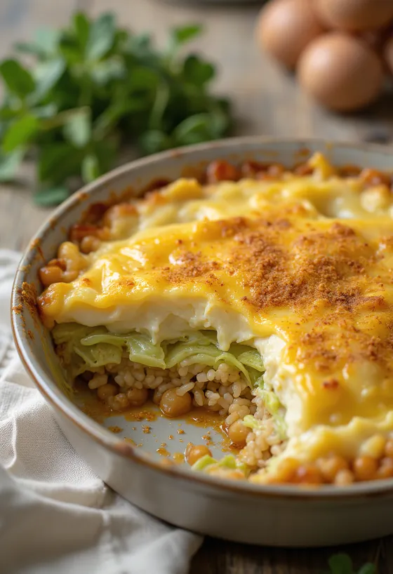 Pastel de col rizada vegano servido