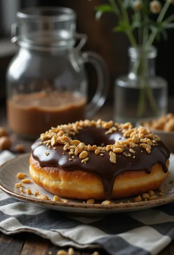 Buckeye Doughnut servida con cobertura de chocolate