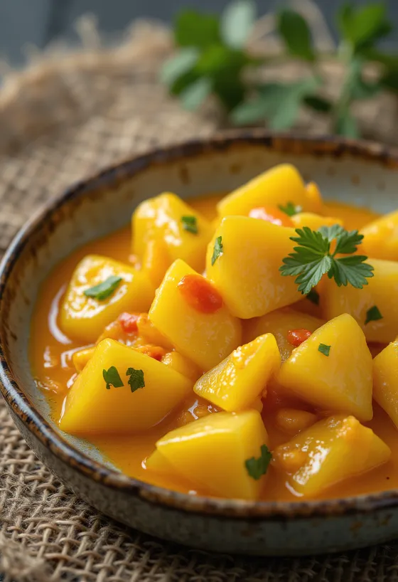 Salsa de chile frutal al curry servida