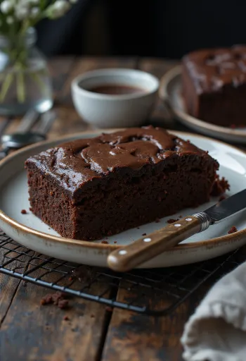 Pastel de chocolate clásico servido