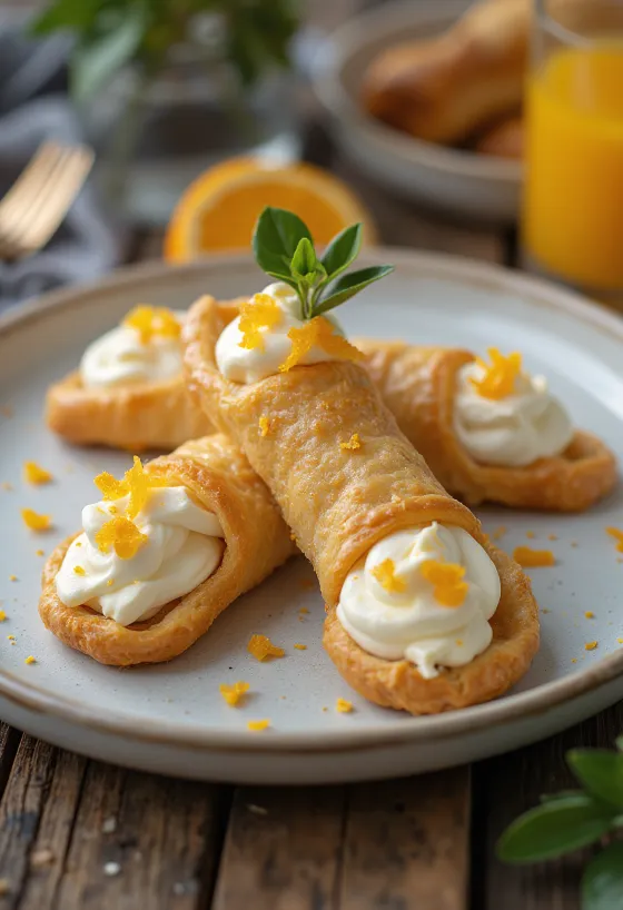 Cannoli de naranja servido