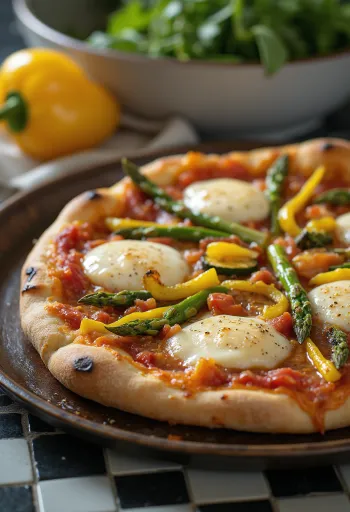 Pizza Primavera con verduras de primavera y albahaca