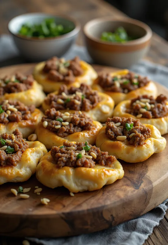 Sfiha servida con perejil fresco y ensalada