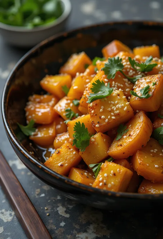 Wok de calabaza de castilla con tofu al curry