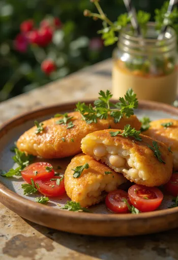 Acarajé con vinagreta, decorado con cilantro fresco