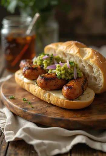 Choripán con chorizo asado y morcilla