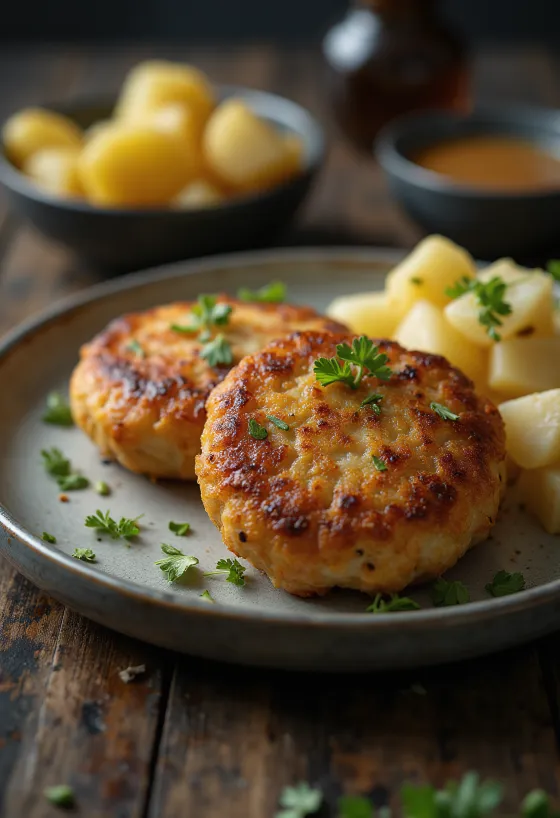 Frikadeller con nuez moscada, albóndigas fritas crujientes