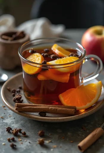 Té de manzana y naranja servido en vaso