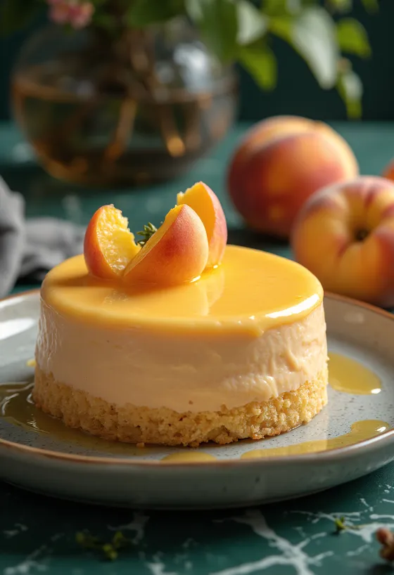 Pastel de mousse de durazno con frutas