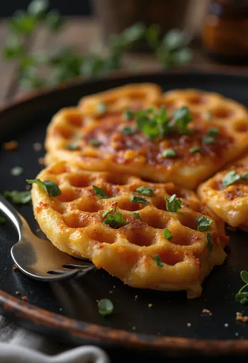 Crumpet servido con páprika ahumada, recién horneado, con exterior dorado