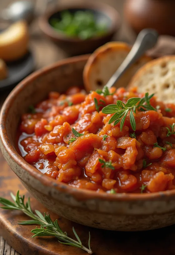 Salsa de jitomate con páprika ahumada servida