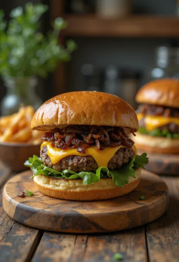 Hamburguesa con queso Pepper Jack, carne jugosa y queso derretido