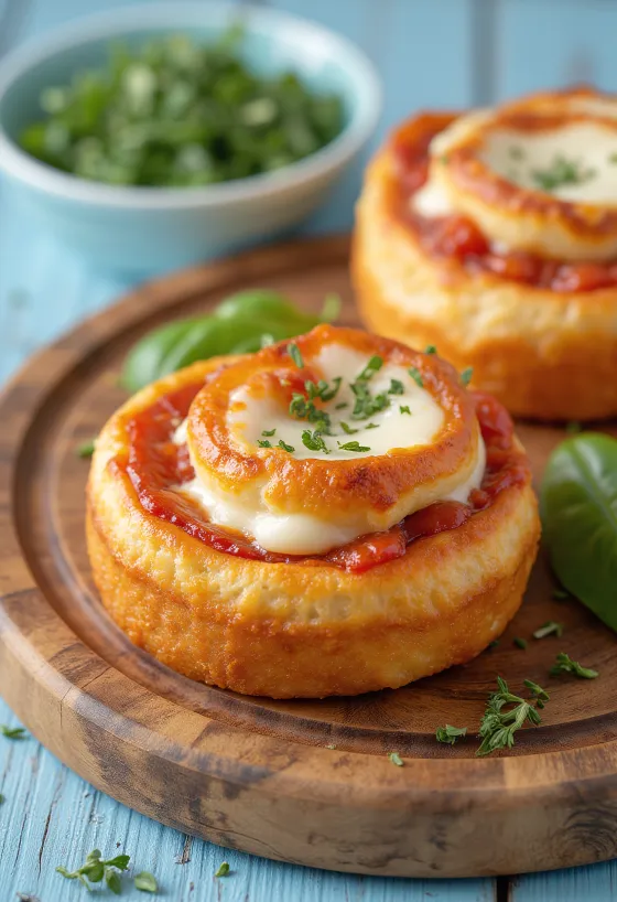 Dona rellena de pepperoni partida a la mitad