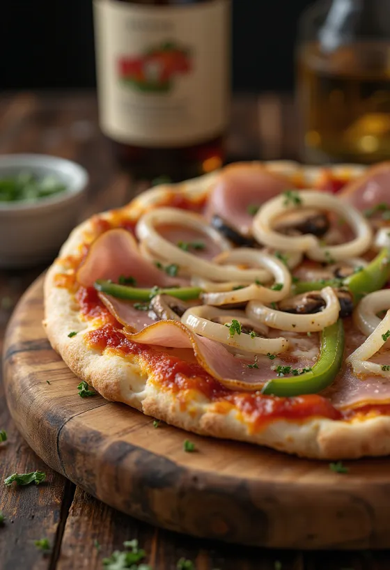 Pizza Rustica con verduras frescas y jamón