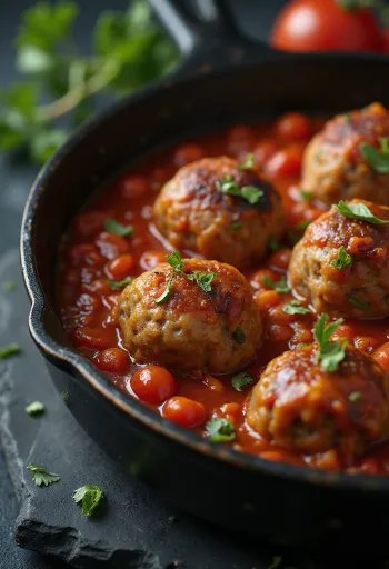 Albóndigas servidas en salsa de tomate