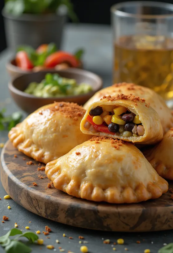 Empanada vegana con relleno de frijol negro