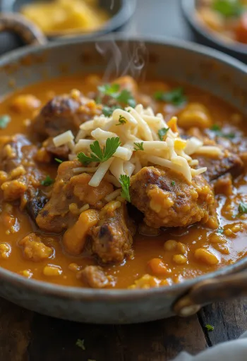 Curry de cabra servido con arroz