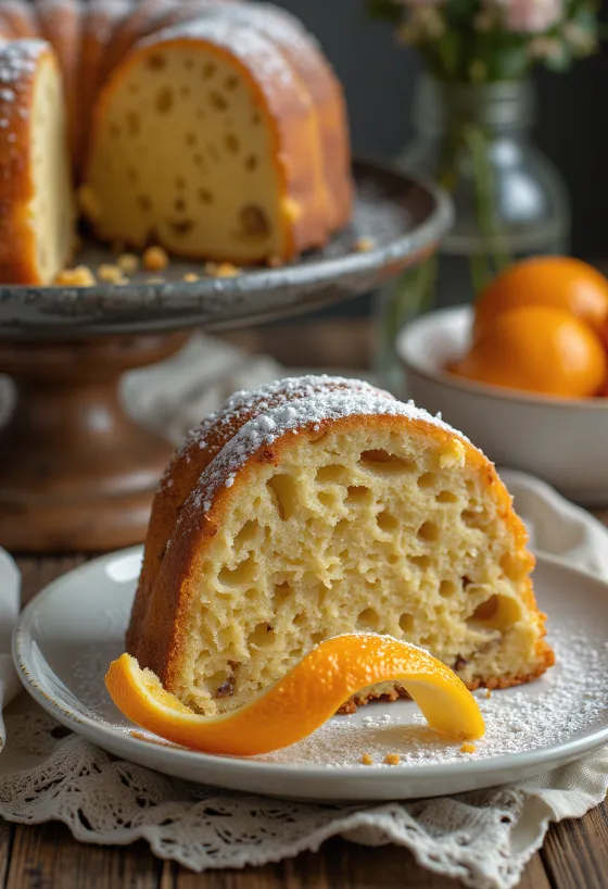 Rosca de plátano y naranja rebanada