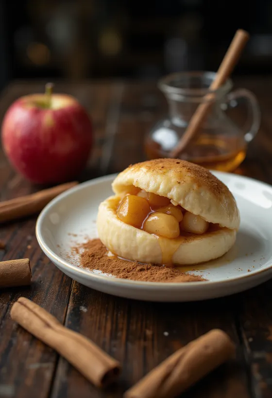 Bao bun de manzana y canela servido